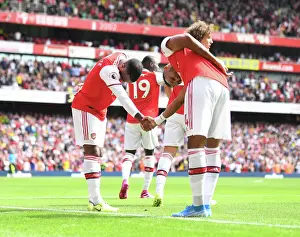 Arsenal's Aubameyang and Lacazette Celebrate Goal Scoring Duo Against Burnley (2019-20)