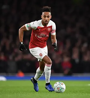 Arsenal V Tottenham Hotspur Carabao Cup 2018-19 Prints: Arsenal's Aubameyang Leads the Charge: Carabao Cup Showdown against Tottenham at Emirates Stadium
