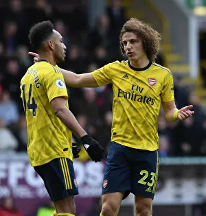 Burnley v Arsenal 2019-20 Collection: Arsenal's Aubameyang and Luiz in Action against Burnley, Premier League 2019-2020