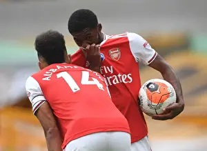 Wolverhampton Wanderers V Arsenal 2019-20 Prints: Arsenal's Aubameyang and Maitland-Niles in Deep Conversation during Wolverhampton Clash (2019-20)