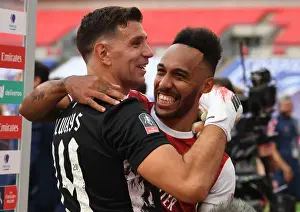 Arsenal's Aubameyang and Martinez Celebrate FA Cup Victory Amid Empty Wembley Stadium (Arsenal v Chelsea FA Cup Final 2020)