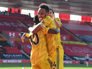 Southampton V Arsenal 2019-20 Prints: Arsenal's Aubameyang and Nketiah Celebrate Goal Against Southampton (2019-20)