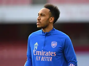 Arsenal V Manchester City 2020-21 Prints: Arsenal's Aubameyang Prepares for Manchester City Showdown in Empty Emirates Stadium (2020-21)
