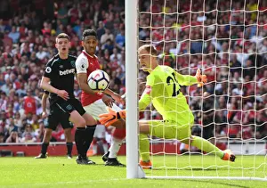 Arsenal's Aubameyang and Ramsey Score Against West Ham: Hart Looks On