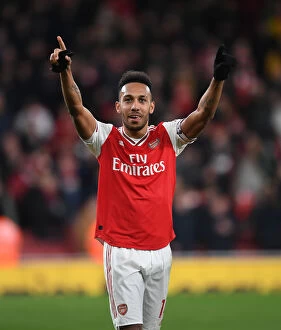 Images Dated 23rd February 2020: Arsenal's Aubameyang Reacts After Arsenal v Everton Premier League Clash (2019-20)