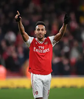 Arsenal V Everton 2019-20 Prints: Arsenal's Aubameyang Reacts After Arsenal v Everton Premier League Clash (2019-20)