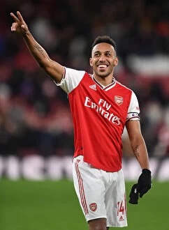 Arsenal v Newcastle United 2019-20 Collection: Arsenal's Aubameyang Reacts After Arsenal v Newcastle United Premier League Match