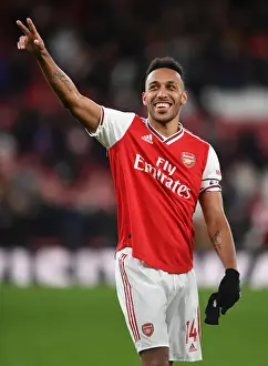 Arsenal's Aubameyang Reacts After Arsenal v Newcastle United Premier League Match