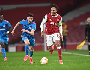 Arsenal's Aubameyang Scores Alone: UEFA Europa League Round of 16 (2020-21) at Empty Emirates