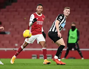 Arsenal V Newcastle United 2020-21 Prints: Arsenal's Aubameyang Scores Bend-It Goal in Empty Emirates Stadium vs
