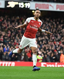 Images Dated 2nd December 2018: Arsenal's Aubameyang Scores Brace: Thrilling Victory Over Tottenham in Premier League Clash