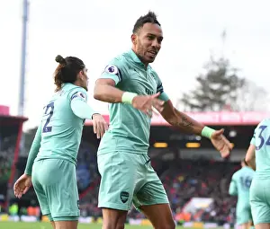 AFC Bournemouth V Arsenal 2018-19 Prints: Arsenal's Aubameyang Scores Brace: Premier League Victory vs Bournemouth (2018-19)