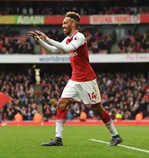 Arsenal V Stoke City 2017-18 Prints: Arsenal's Aubameyang Scores Brace in Victory over Stoke City