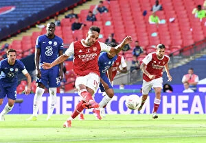 Images Dated 1st August 2020: Arsenal's Aubameyang Scores FA Cup-Winning Penalty in Empty Wembley