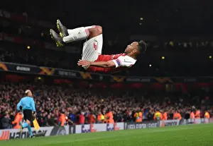 Arsenal V Valencia 2018-19 Prints: Arsenal's Aubameyang Scores Hat-Trick: Commanding 3-0 Lead in Europa League Semi-Final vs Valencia