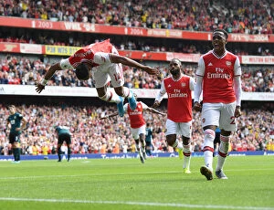 Arsenal v Burnley 2019-20 Collection: Arsenal's Aubameyang Scores Second Goal Against Burnley in 2019-20 Premier League