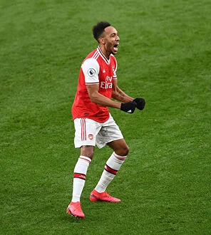 Images Dated 23rd February 2020: Arsenal's Aubameyang Scores Second Goal vs. Everton in Premier League (2019-20)