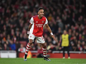 Arsenal V Aston Villa 2021-22 Prints: Arsenal's Aubameyang Shines in Arsenal vs. Aston Villa Showdown (2021-22)