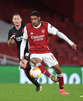Arsenal V Slavia Prague 2020-21 Prints: Arsenal's Aubameyang Shines in Empty Emirates: Arsenal FC vs Slavia Praha