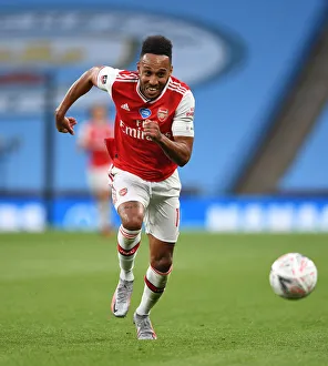 Arsenal V Manchester City - FA Cup Semi-Final 2019-20 Prints: Arsenal's Aubameyang Takes on Manchester City in FA Cup Semi-Final Showdown