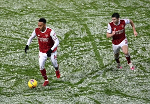 Images Dated 3rd January 2021: Arsenal's Aubameyang and Tierney in Action against West Bromwich Albion (2020-21)