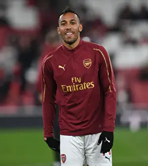 Arsenal V Blackpool Carabao Cup 2018-19 Prints: Arsenal's Aubameyang: Unleashing the Roar in Carabao Cup Clash Against Blackpool