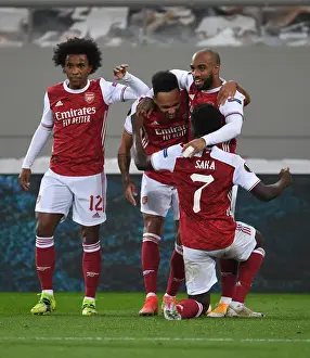 Arsenal V SL Benfica 2020-21 Prints: Arsenal's Aubameyang, Willian