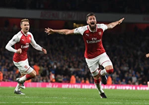 Arsenal v Leicester City 2017-18 Collection: Arsenal's August Dominance: Olivier Giroud's Brace Against Leicester City (2017)