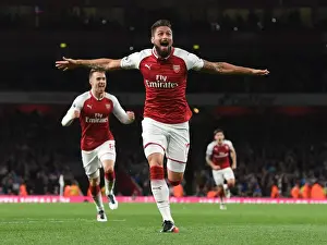 Arsenal V Leicester City 2017-18 Prints: Arsenal's August Dominance: Olivier Giroud's Brace vs. Leicester City (2017)