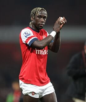 Images Dated 28th April 2014: Arsenal's Bacary Sagna Celebrates with Fans after Arsenal v Newcastle United Win