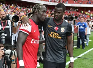 Arsenal's Bacary Sagna and Emmanuel Eboue Share a Moment After Match, Arsenal v Galatasaray, Emirates Cup 2013
