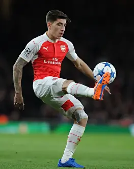 Arsenal V Olympiacos 2015/16 Prints: Arsenal's Bellerin Faces Off Against Olympiacos in 2015 Champions League Showdown