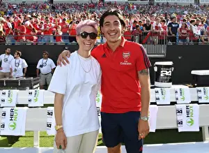 Arsenal's Bellerin Meets Megan Rapinoe of Reign FC during Arsenal v Fiorentina Match