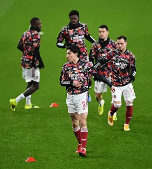 Arsenal V Manchester United 2020-21 Prints: Arsenal's Bellerin Readies for Emirates Battle against Manchester United Amidst Pandemic (2020-21)