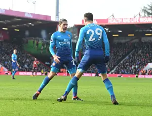 AFC Bournemouth V Arsenal 2017-18 Prints: Arsenal's Bellerin and Xhaka: United in Victory - Celebrating a Goal Against Bournemouth (2018)