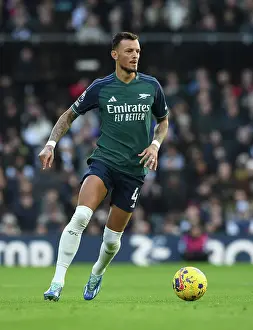 Arsenal's Ben White in Action: 2023-24 Premier League - Fulham vs Arsenal