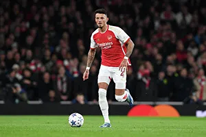 Arsenal's Ben White in Action: Arsenal vs Sevilla, UEFA Champions League Group B, 2023/24