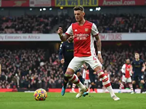 Arsenal's Ben White in Action Against Burnley - Premier League 2021-22