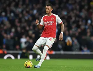 Arsenal's Ben White in Action: Premier League 2023-24 - Arsenal vs. Brighton & Hove Albion