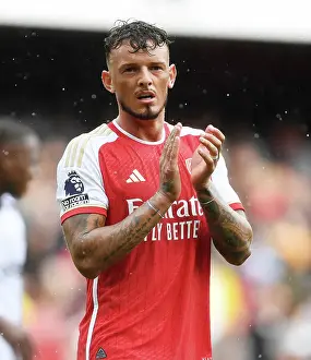 Arsenal's Ben White Applauding Fans: Arsenal FC vs Fulham FC, Premier League 2023-24