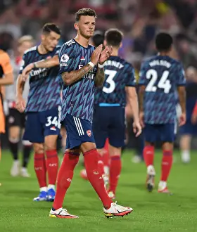 Arsenal's Ben White Applauding Fans after Brentford Victory - 2021-22 Premier League