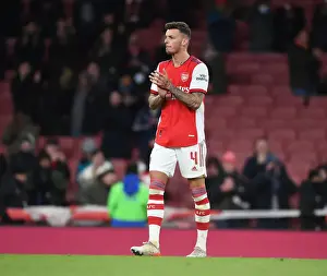 Arsenal's Ben White Applauding Fans after Carabao Cup Semi-Final Second Leg vs Liverpool