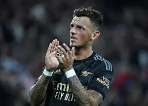 PSV Eindhoven V Arsenal 2022-23 Prints: Arsenal's Ben White Applauding Fans after PSV Victory in Europa League