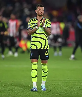 Brentford V Arsenal 2023-24 Prints: Arsenal's Ben White Applauds Fans After Brentford Victory (2023-24)