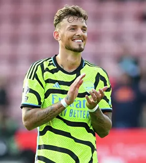 Arsenal's Ben White Celebrates Premier League Victory over AFC Bournemouth (2023-24)