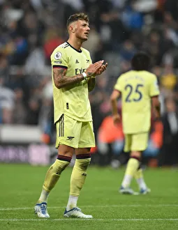 Arsenal's Ben White Celebrates at St. James Park: Newcastle United vs Arsenal, Premier League 2021-22