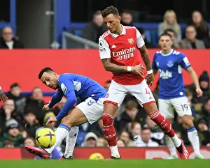 Everton V Arsenal 2022-23 Prints: Arsenal's Ben White Clashes with Everton's Dwight McNeil in Premier League Showdown