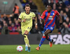 Crystal Palace v Arsenal - 2021-22 Collection: Arsenal's Ben White Faces Off Against Crystal Palace's Jean-Philippe Mateta in Premier League Clash