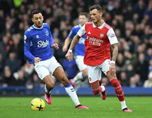 Everton V Arsenal 2022-23 Prints: Arsenal's Ben White Faces Off Against Everton's Dwight McNeil in Premier League Clash