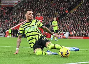 Liverpool V Arsenal 2023-24 Prints: Arsenal's Ben White Faces Off Against Liverpool in Intense Premier League Showdown (2023-24)